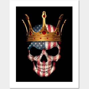 American Flag Skull with Crown Posters and Art